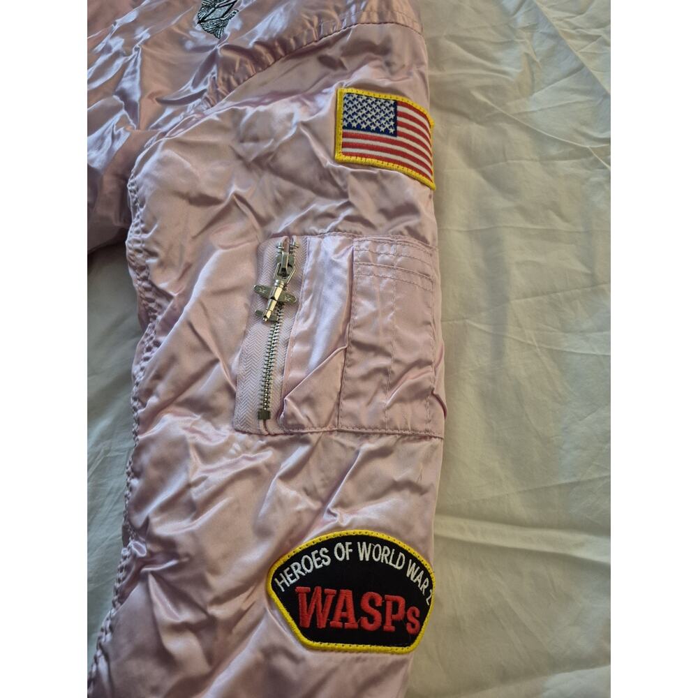 ๐ฅ Up and Away USAF MA-1 Flight Jacket (Youth Size: Large / 12) Girl's Pink Z2 - Picture 4 of 8